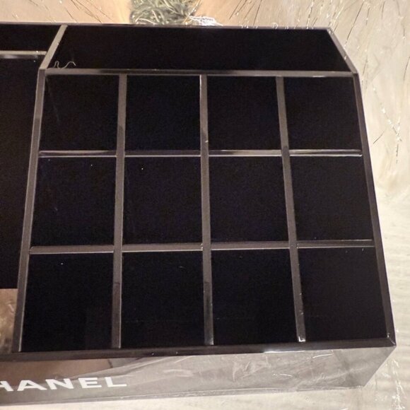 Chanel Black Acrylic Vanity Organizer Tray w/ Compartments Luxury Storage - Picture 6 of 8